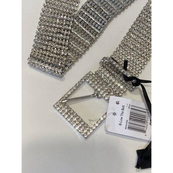 B-Low the Belt Silver Rhinestone Belt - Picture 3 of 4